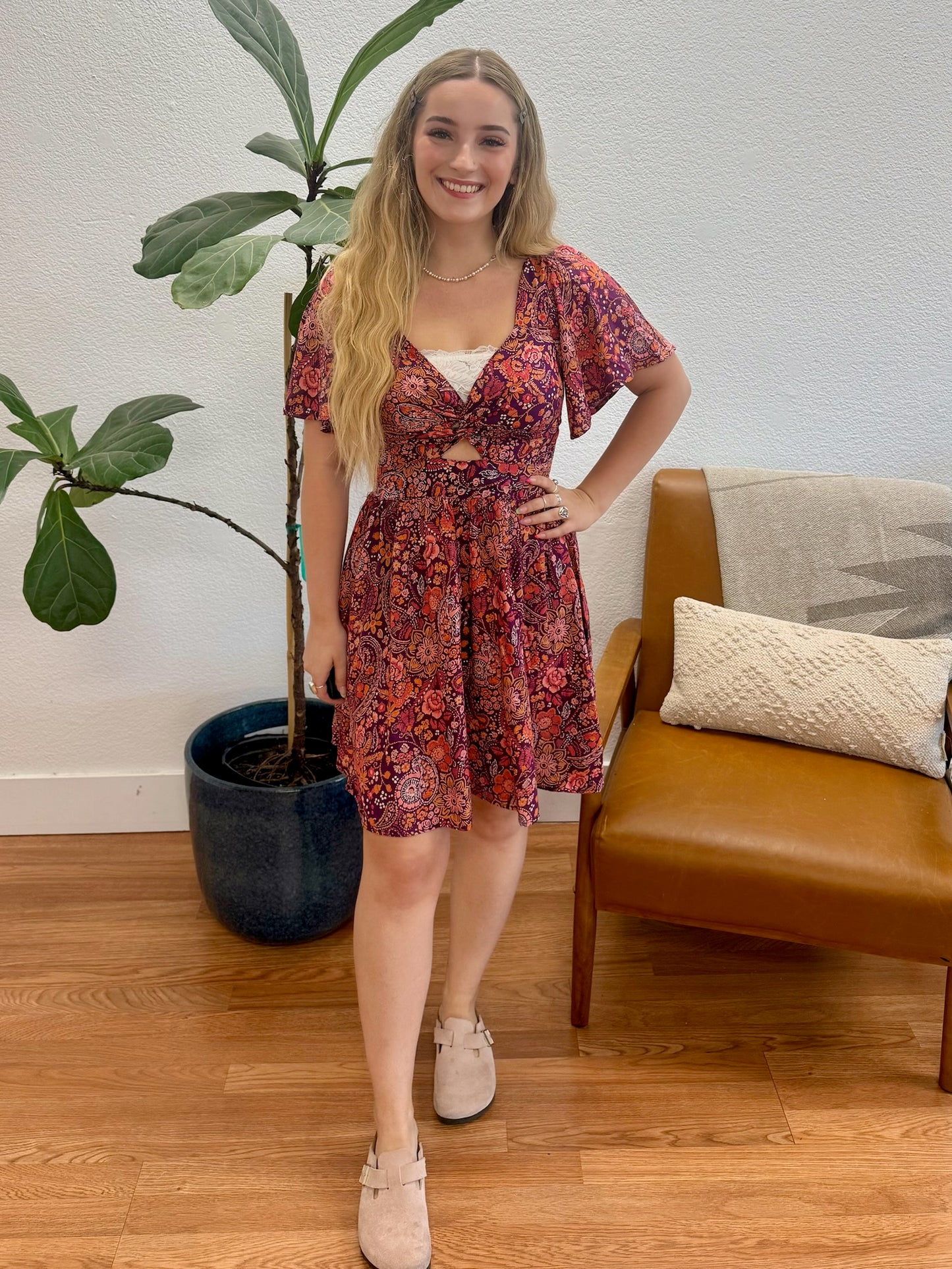 Berry Twist Cut Out Dress