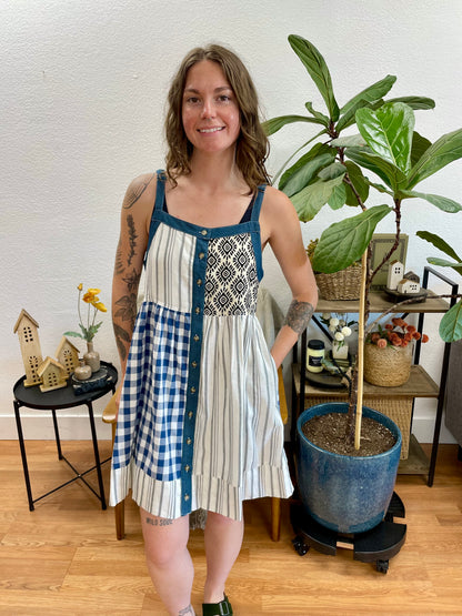Navy Patchwork Dress