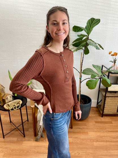 Cocoa Knit Sleeve Top