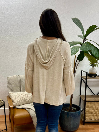 Oatmeal Knit Henley Hoodie