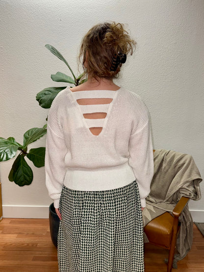 White Dolman Strappy Back Sweater