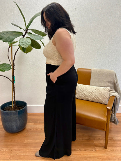 Black Wide Smock Pants