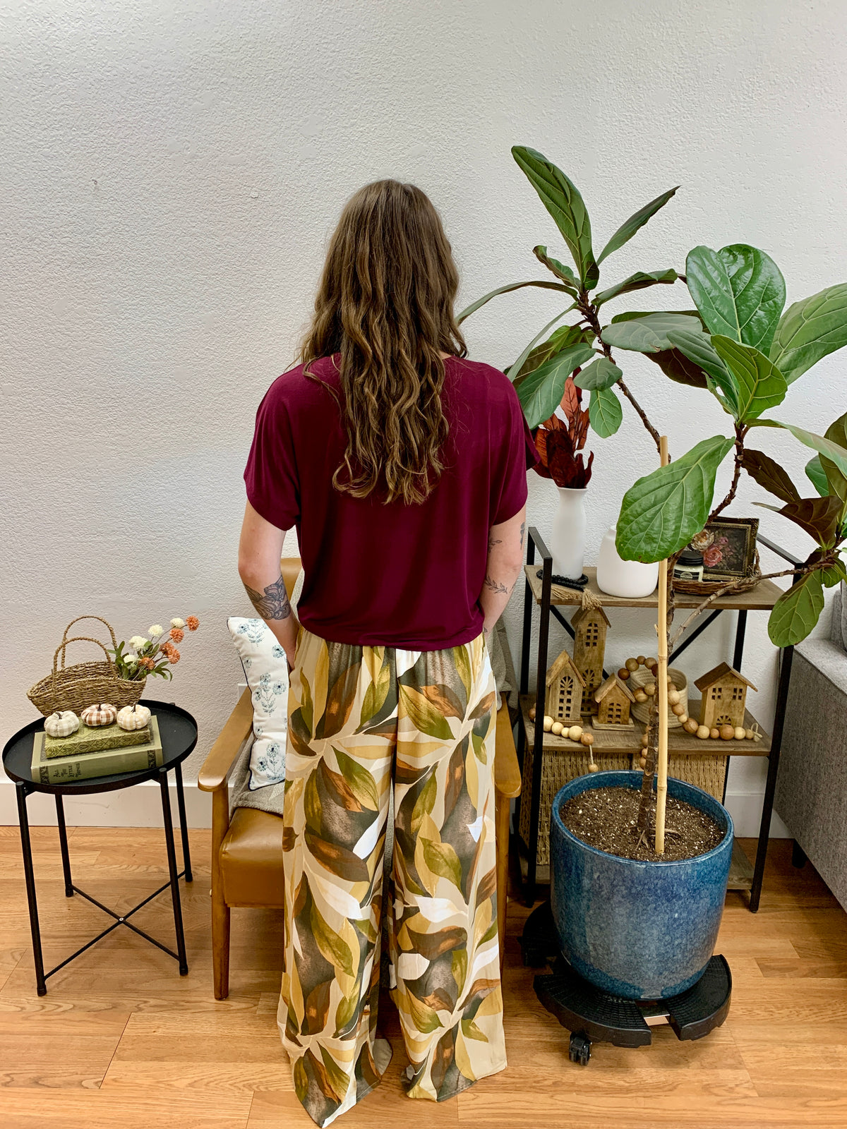 Fall Botanical Smocked Pants