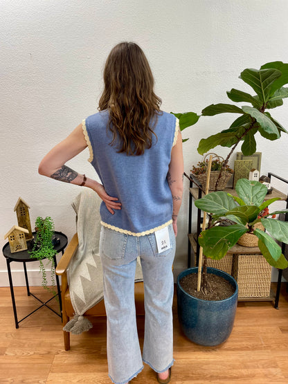 Mica Electric Blue Ankle Wide Leg Jeans