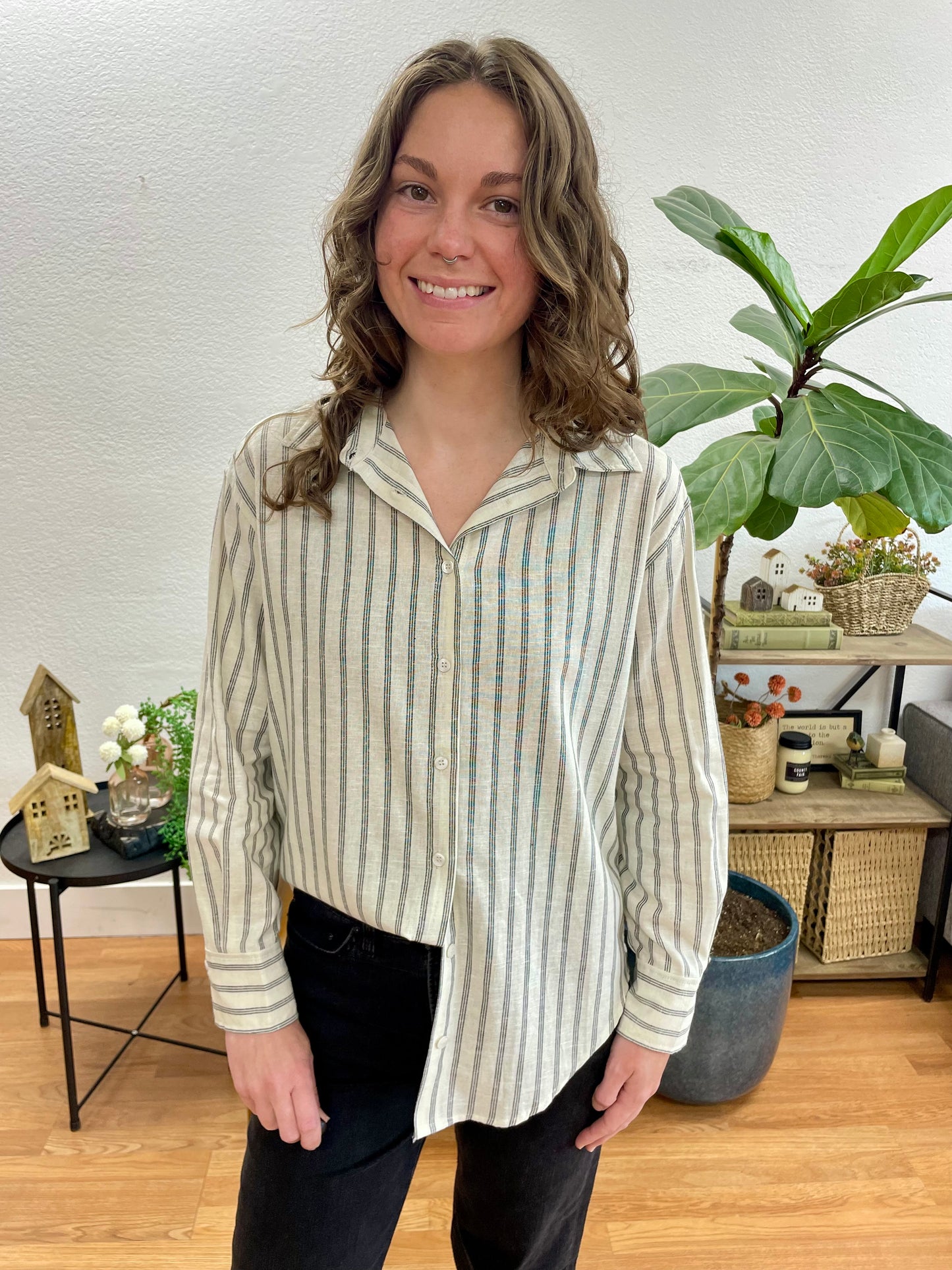 Striped Button Up Blouse