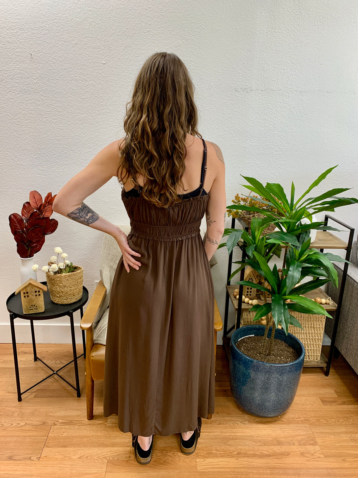 Chocolate Smocked Maxi Dress