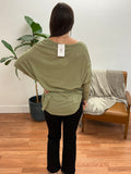 Olive 3/4 Sleeve Relaxed Tunic Top
