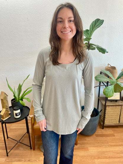 Heather Grey Ribbed Top - Terra Cottage