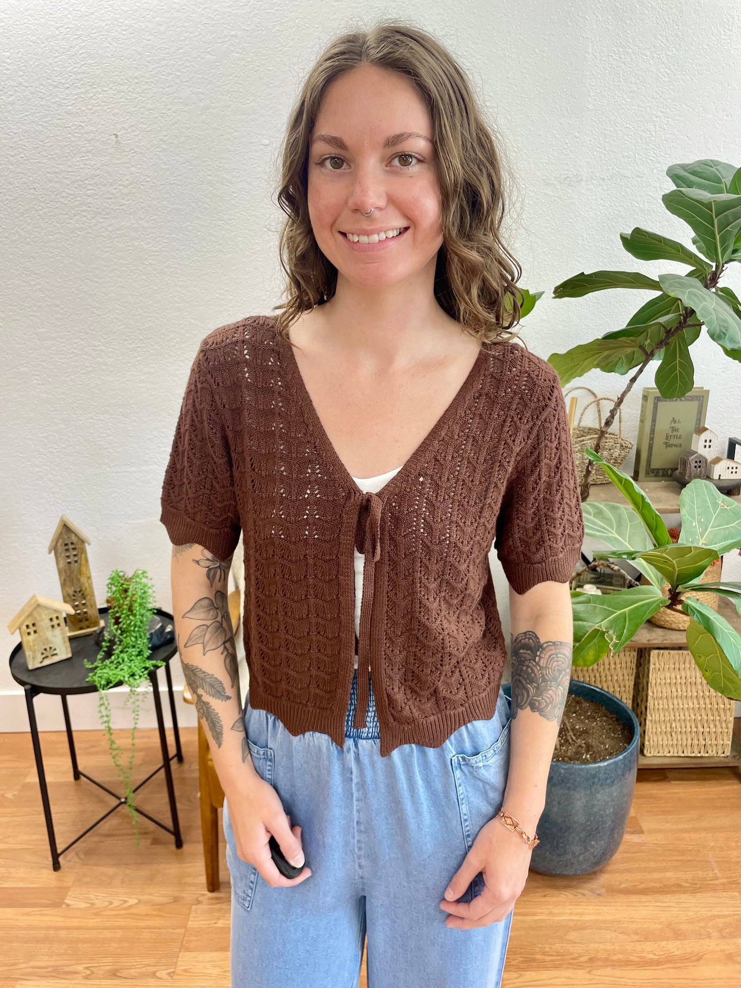 Choco Tie Front Knit Top