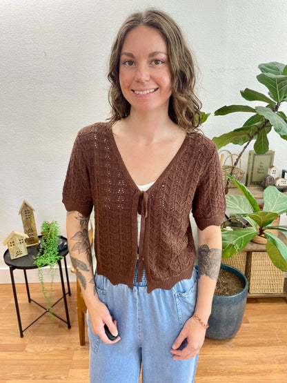 Choco Tie Front Knit Top