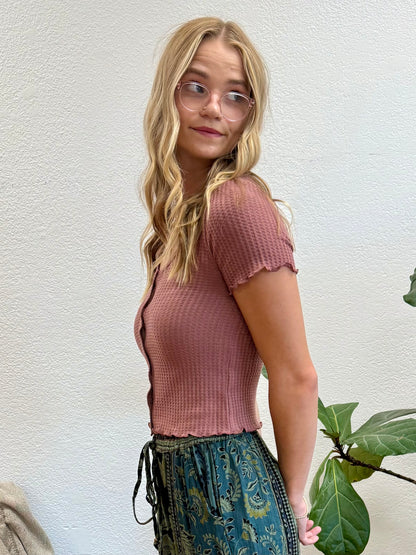 Berry Brushed Waffle Top