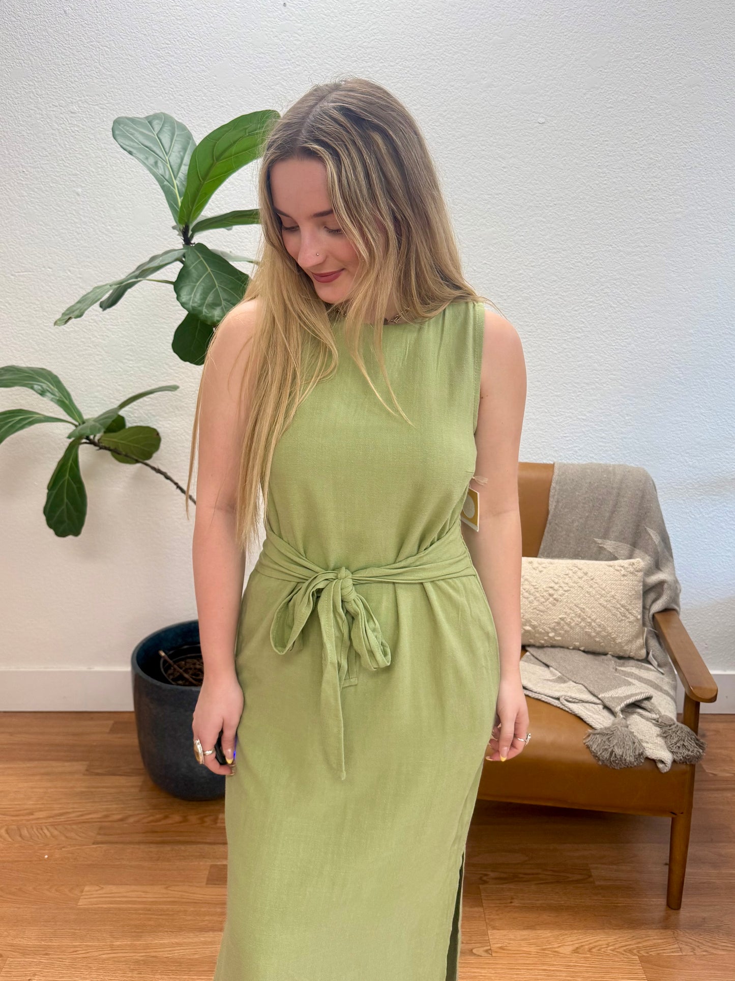 Olive Sleeveless Dress