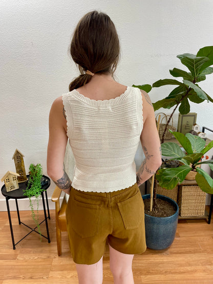 Oatmeal Scalloped Knit Vest