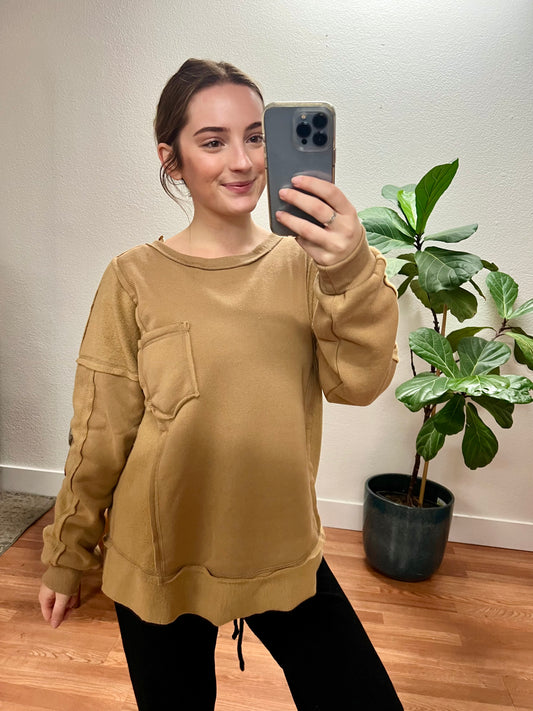 Mocha French Terry Oversized Top