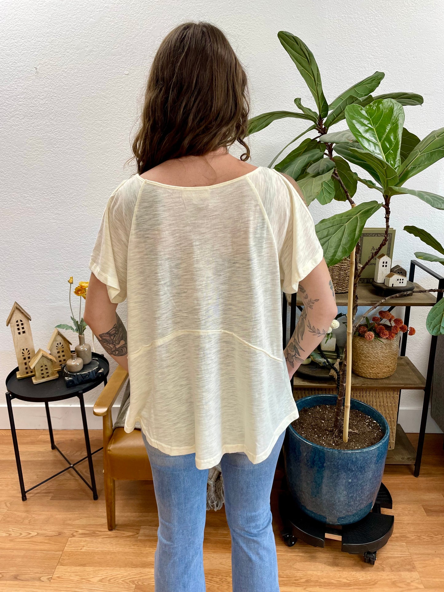 Natural Tie Sleeve Top