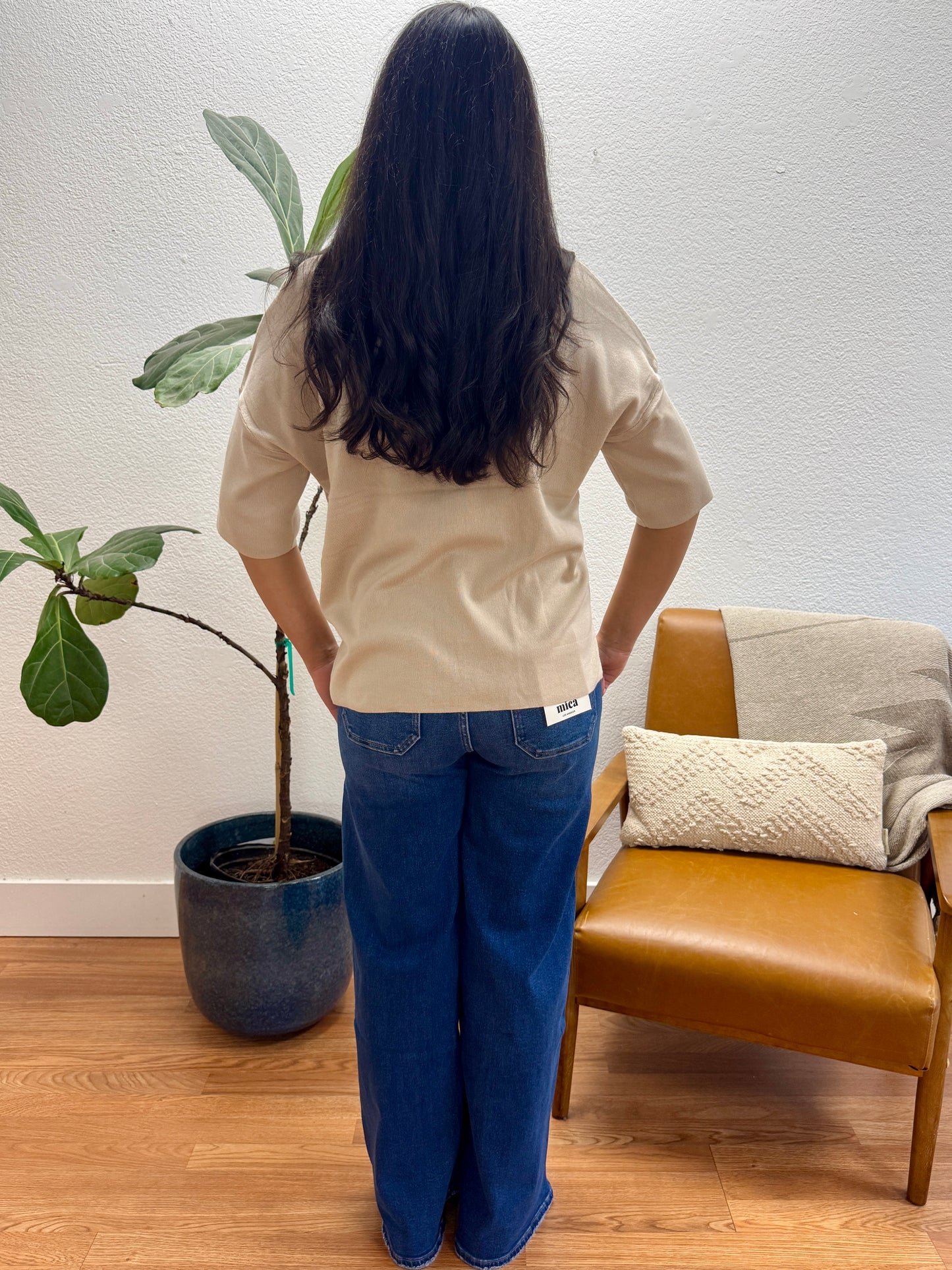 Cream Drop Shoulder Sweater