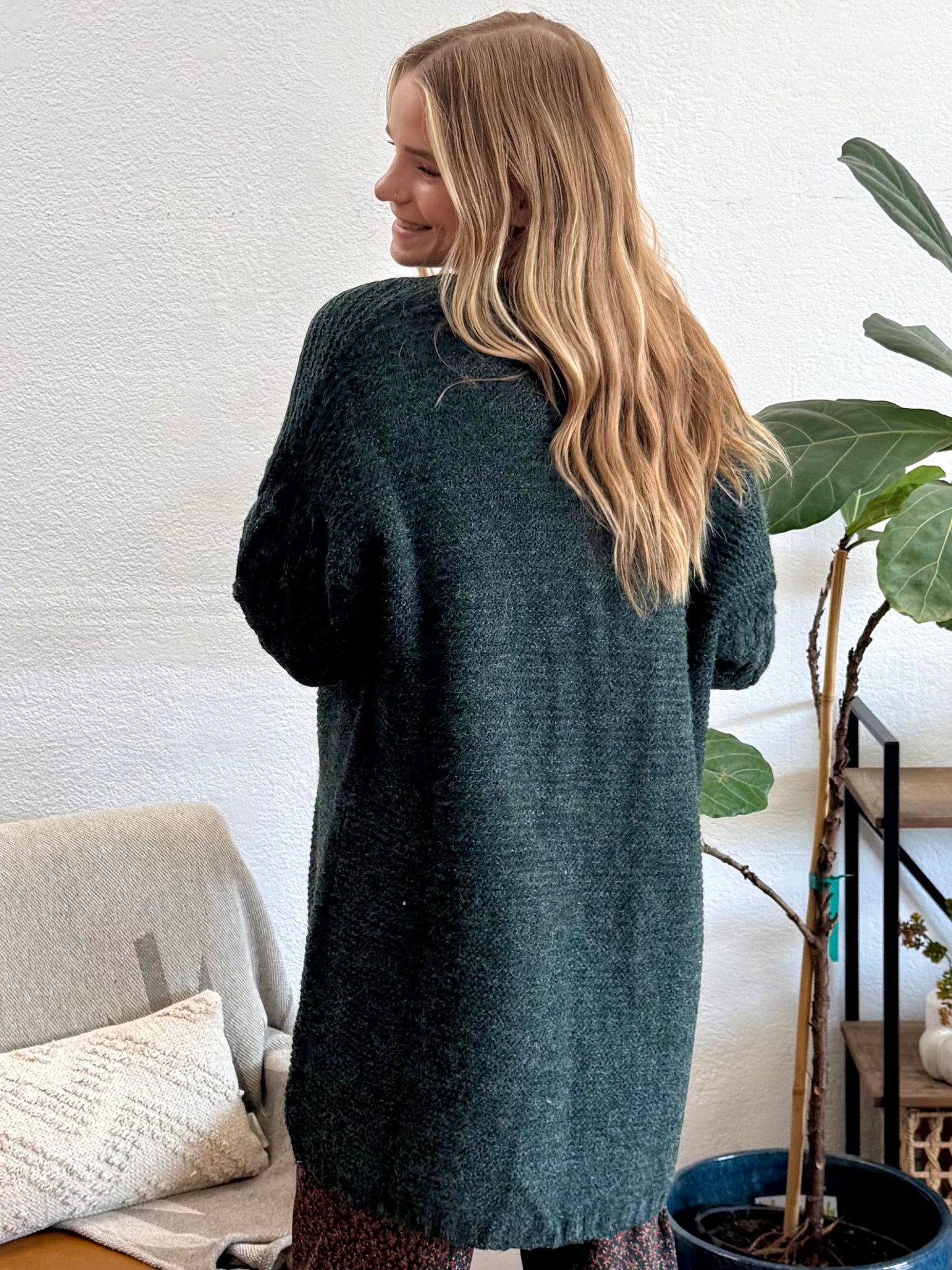 Hunter Green Cozy Knit Cardigan