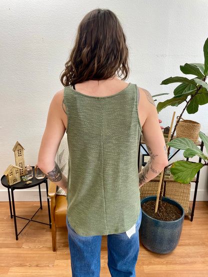 Olive V-Neck Hacci Tank - Terra Cottage