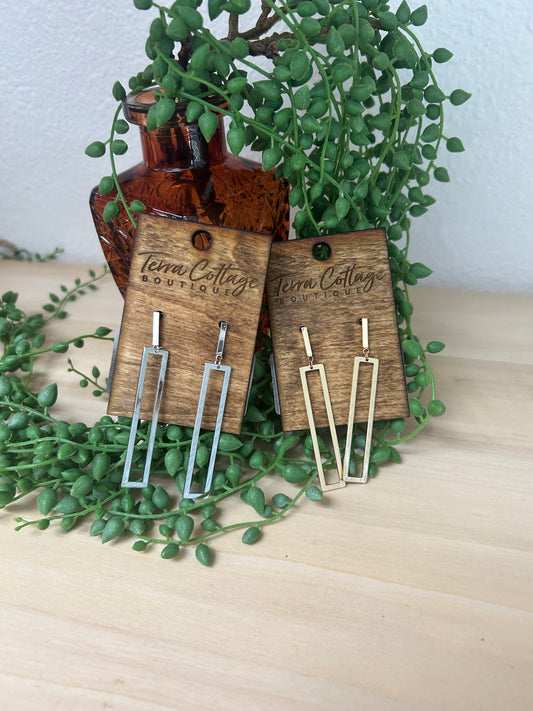 Thin Rectangle Cutout Drop Earrings