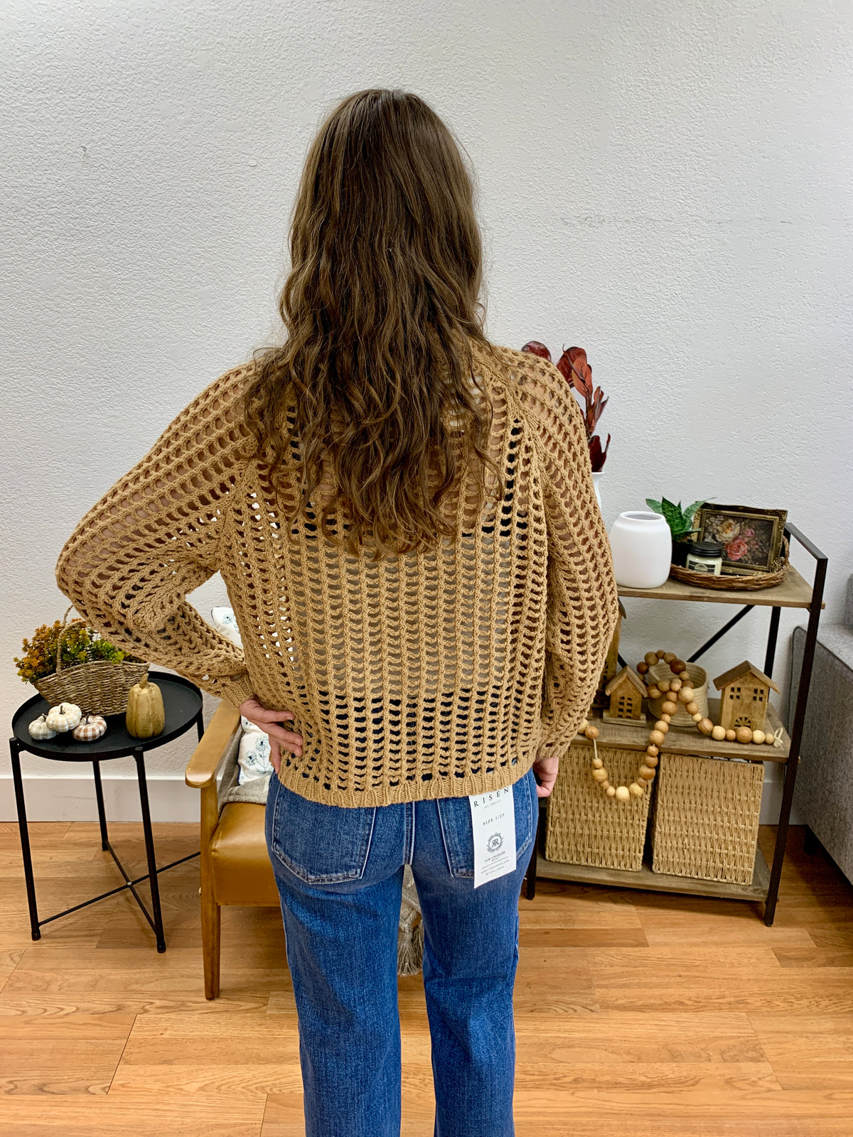 Taupe Crochet Pullover