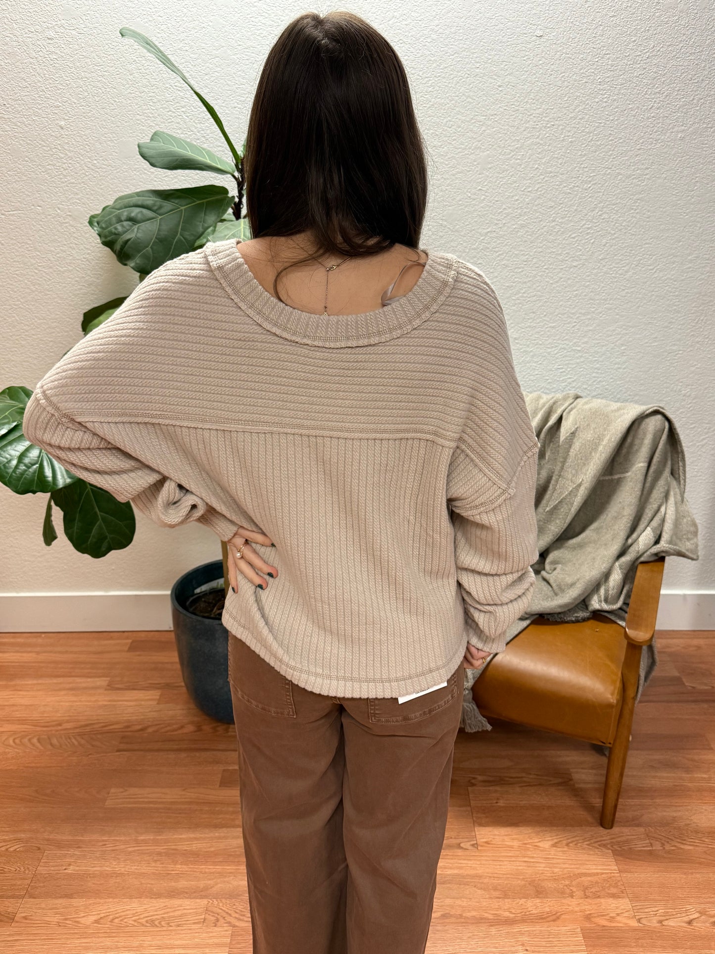 Cream Casual Soft Knit Top