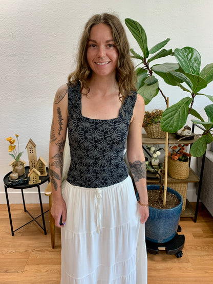 Two Toned Black Jacquard Tank