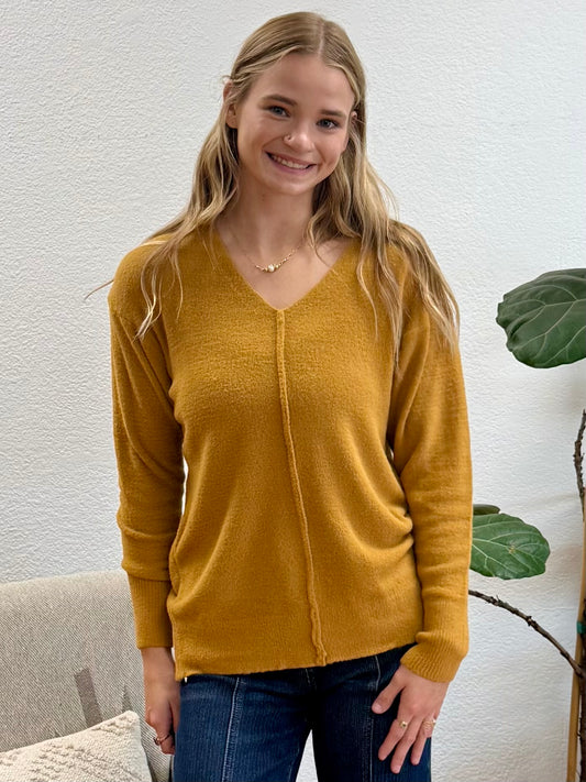 Caramel Center Seam Cozy Sweater