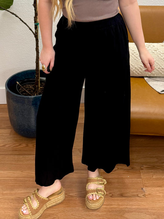 Black Pleated Wide Leg Pants