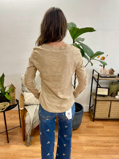 Mocha Lace Trim Knit Top