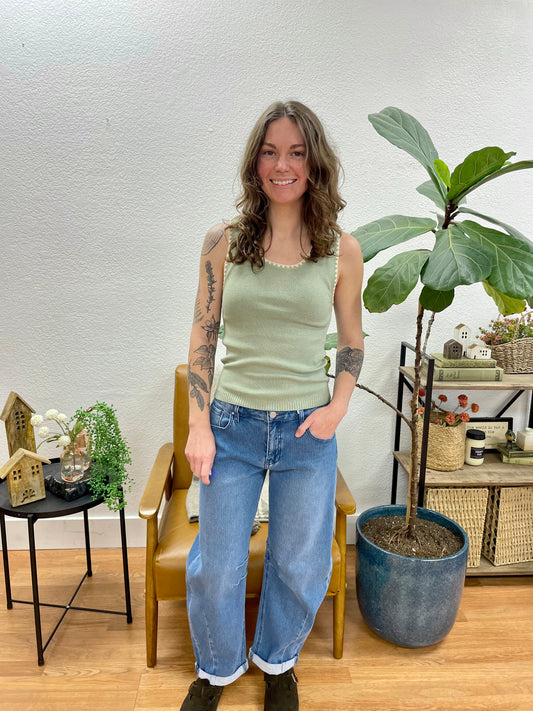 RISEN Textured Barrel Jeans - Terra Cottage