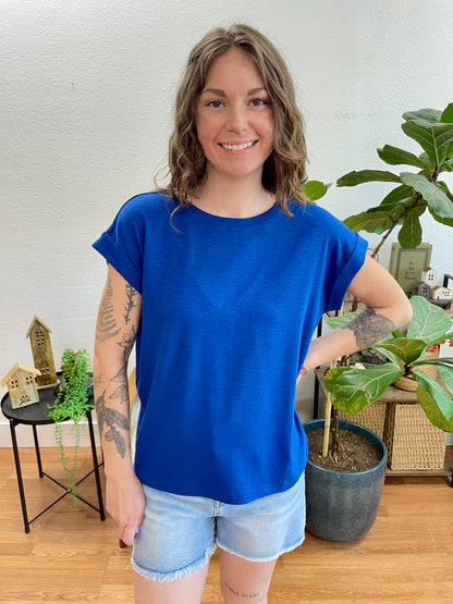 Navy Modal Rolled Sleeve Tee