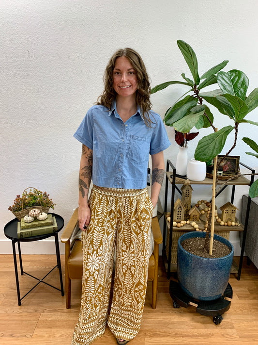 Camel Printed Palazzo Pants