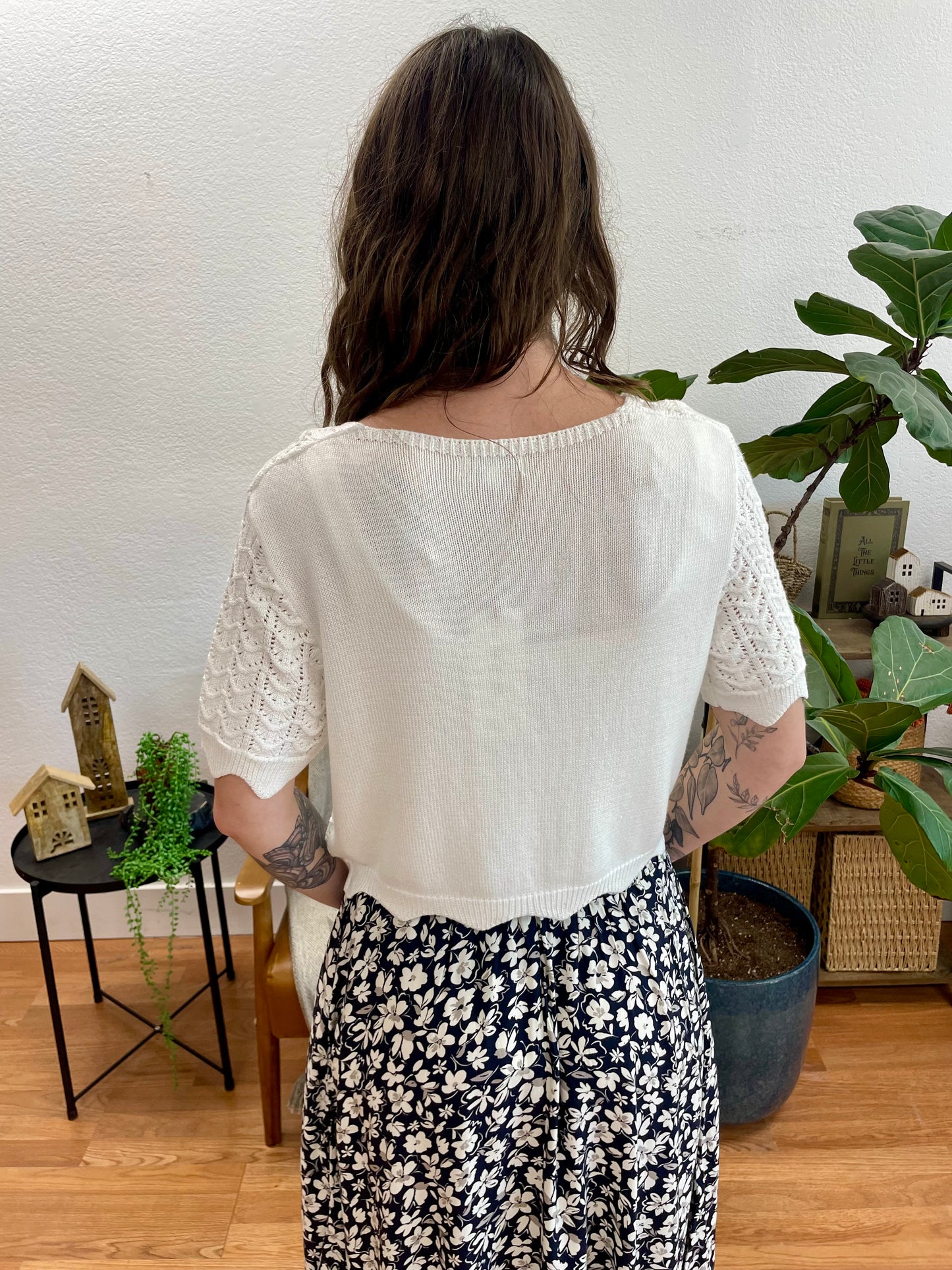 White Tie Front Knit Top