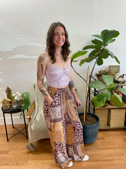 Espresso Flowy Printed Pants