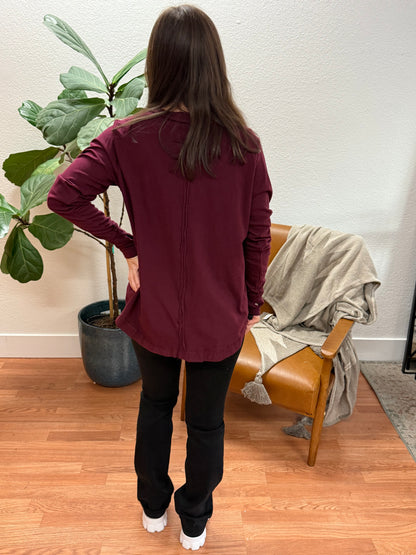 Burgundy On The Go Henley Top