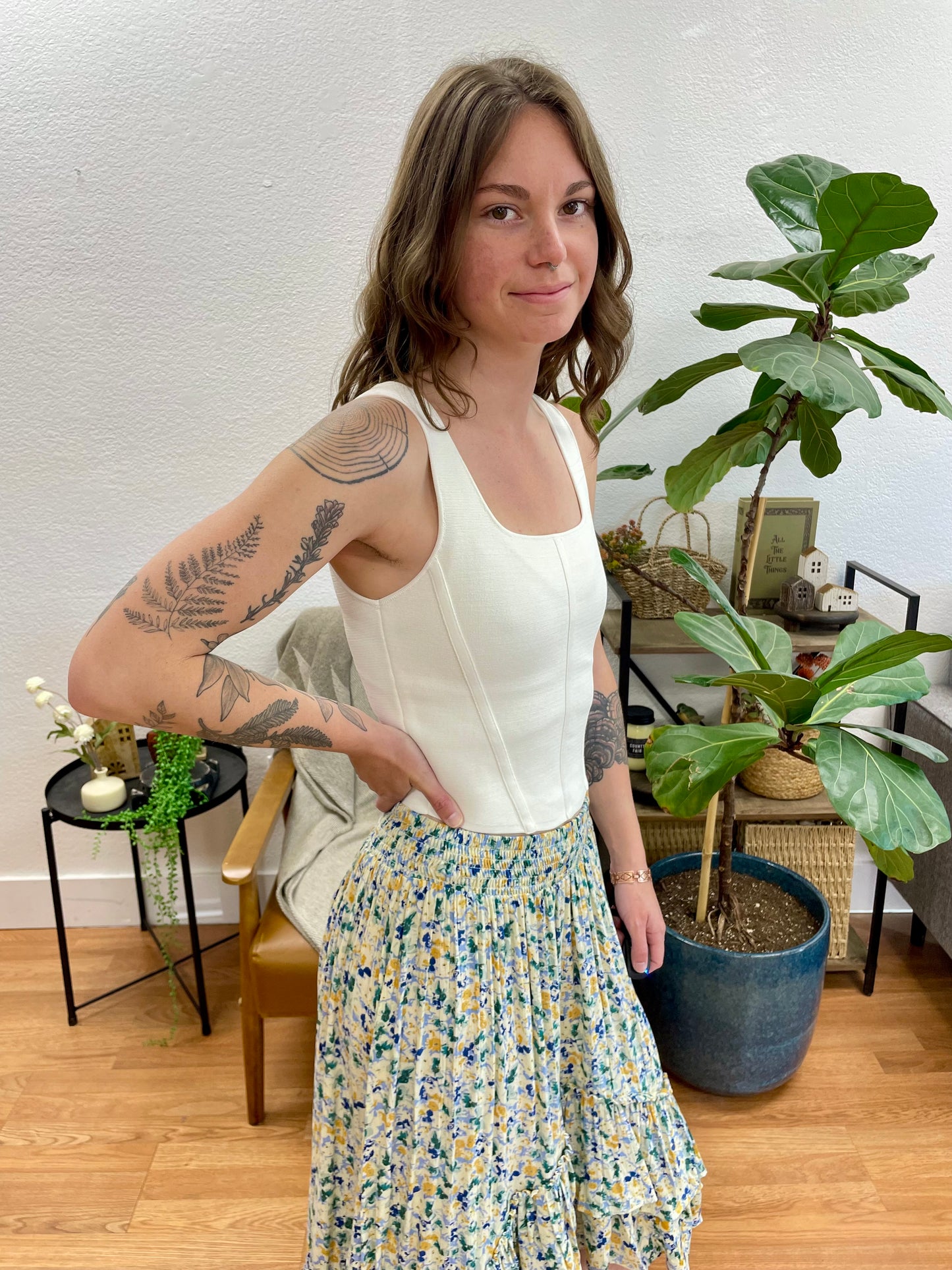 White Corset Style Tank