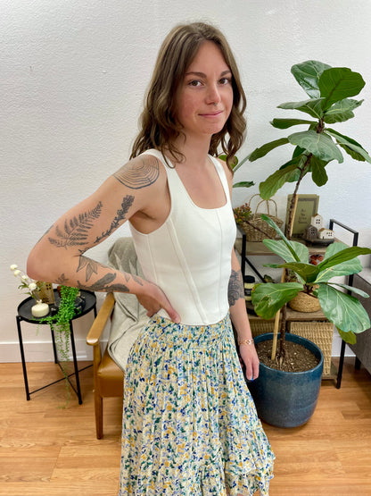 White Corset Style Tank