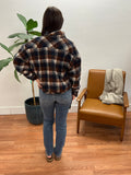 Navy Cropped Plaid Shacket