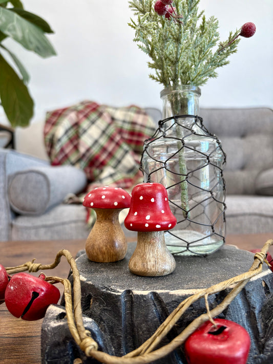 Vibrant Red Mango Wood Mushrooms
