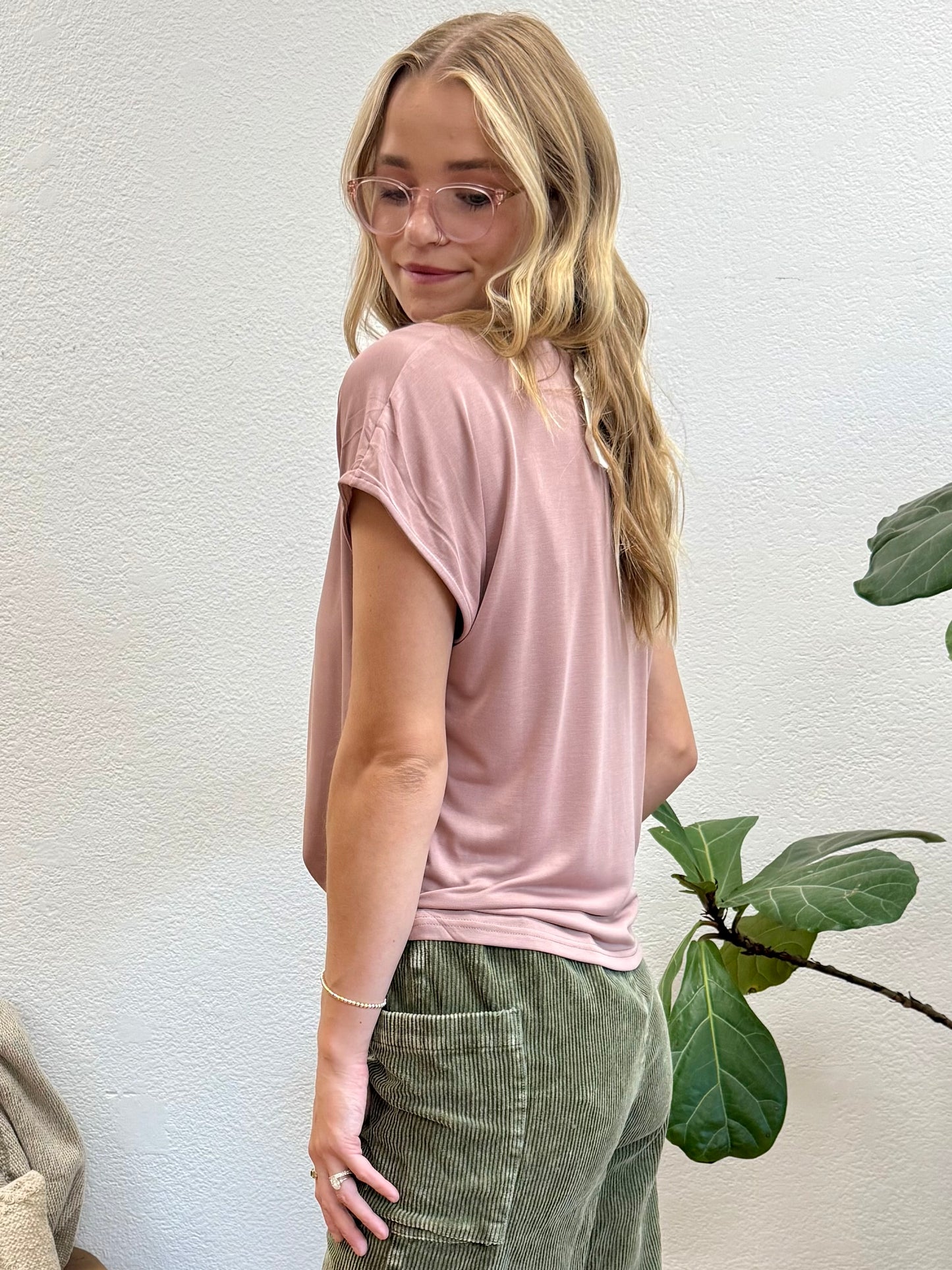 Rose Cupro Modal V-Neck top
