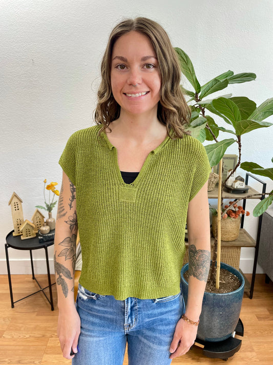 Kiwi Split Neck Knit Top