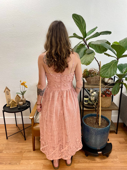 Mauve Crochet Midi Dress
