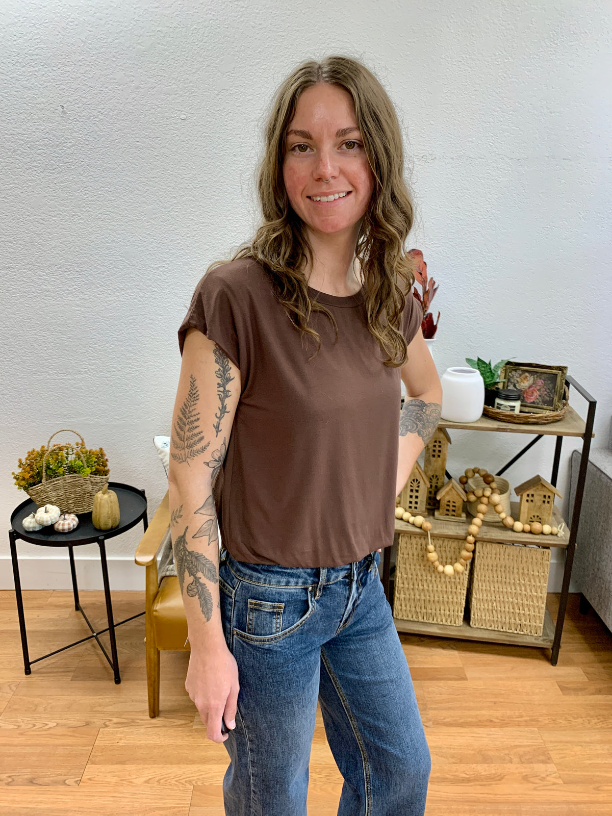 Chocolate Balloon Hem Top