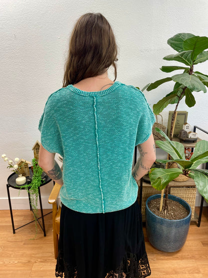 Sea Foam Washed Knit Top