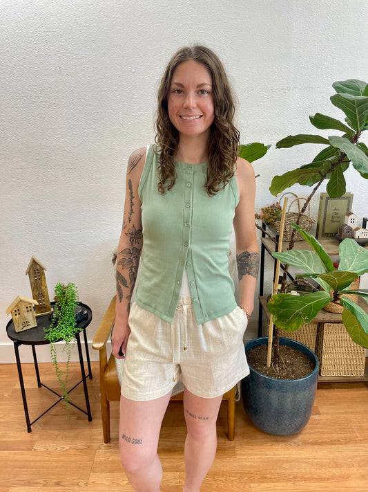 Oatmeal Linen Blend Shorts