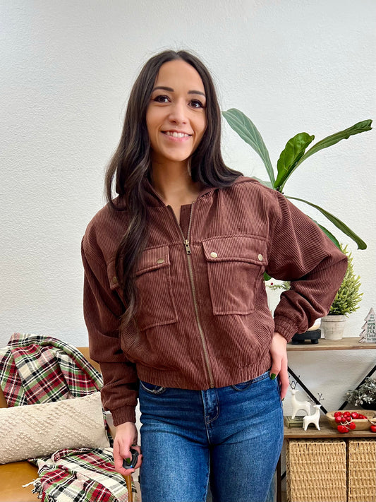 Cocoa Corduroy Cropped Jacket