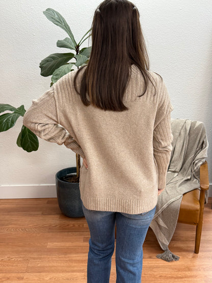 Heather Khaki Mock Neck Sweater