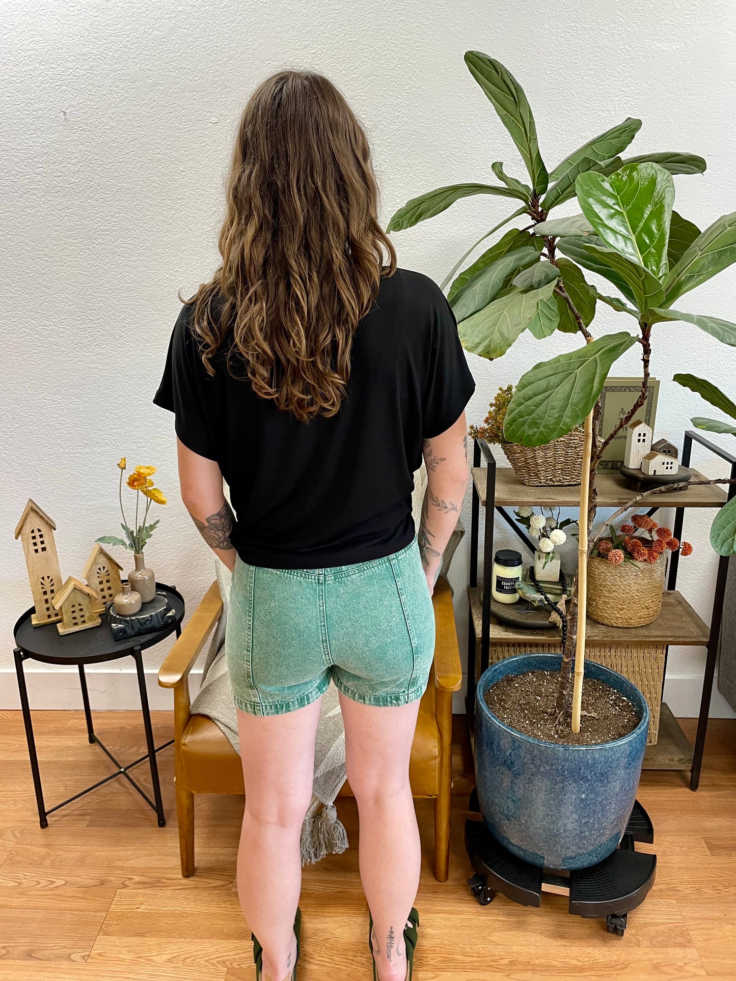 Green High Waist Y2K Cargo Shorts - Terra Cottage