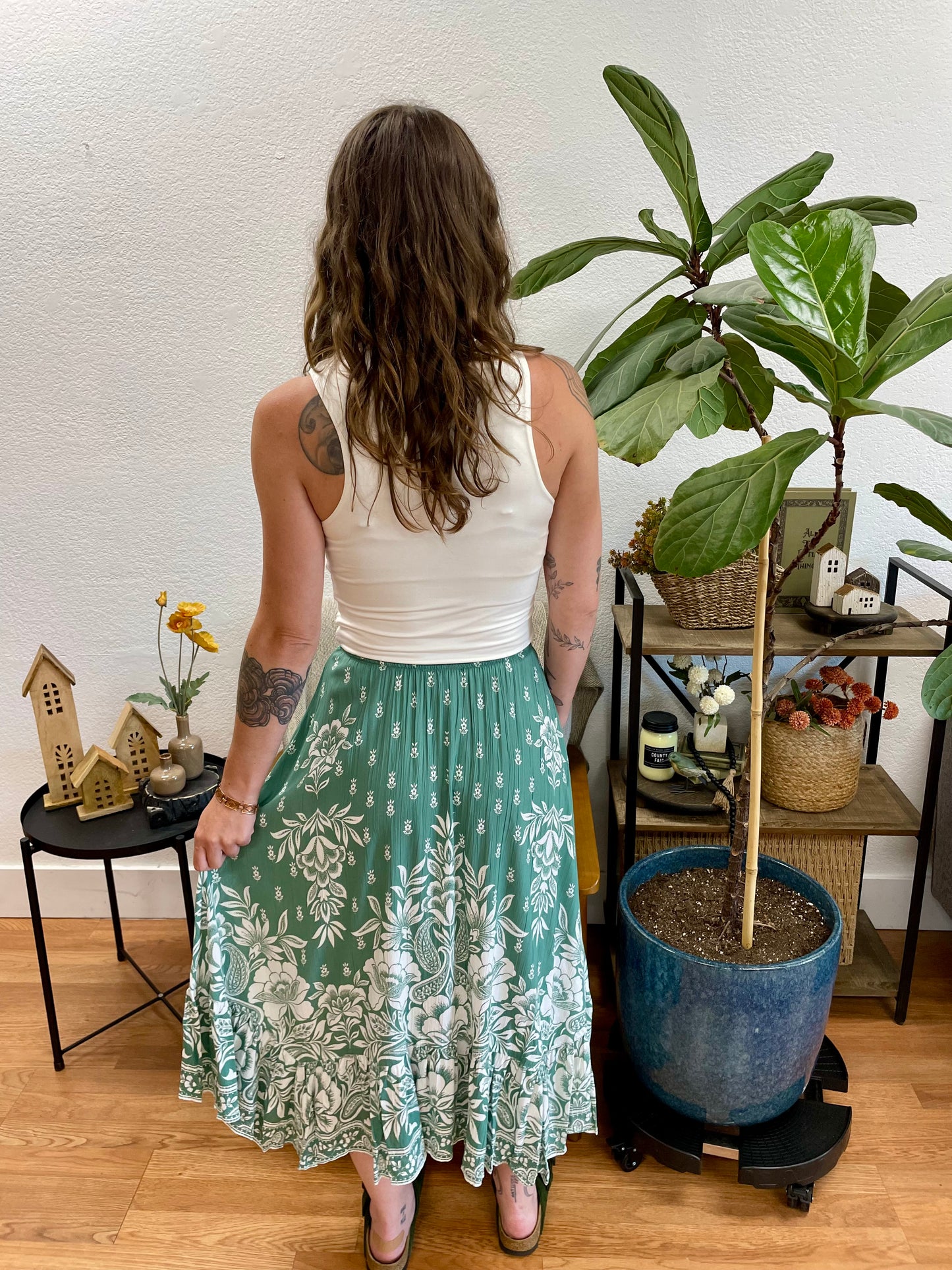 Green Hanky Hem Skirt