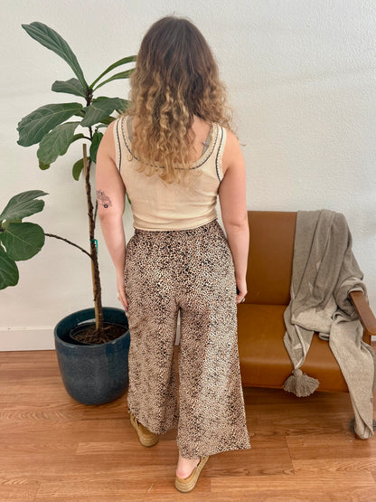 Brown Leopard Flowy Pants